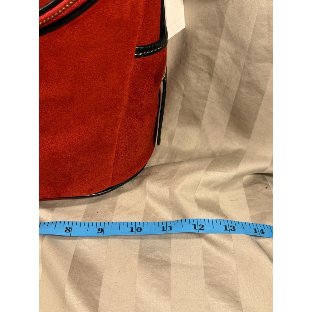 Maxx New York Signature Red Suede Black Leather Trim Shoulder Bag Hobo NWT - Picture 5 of 9